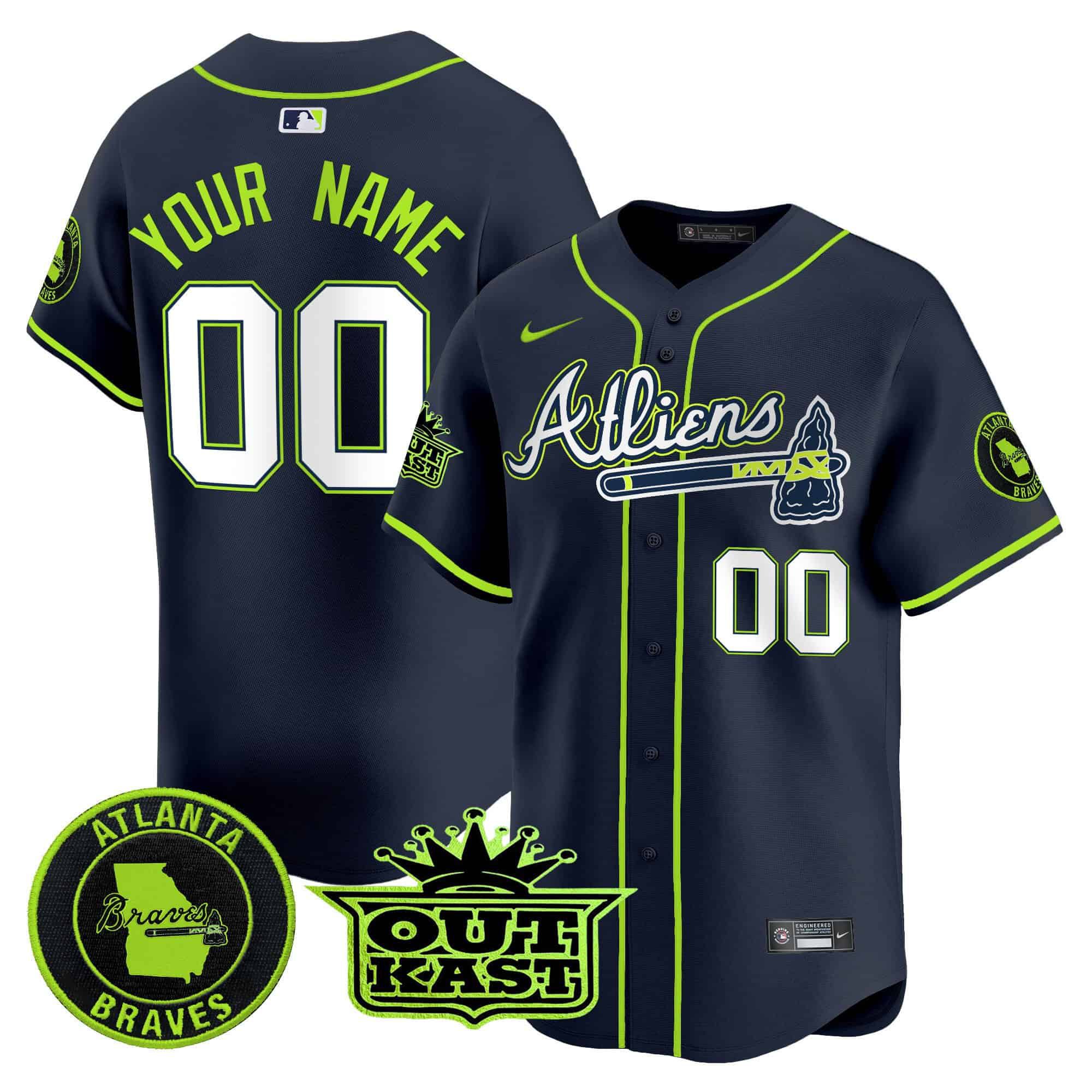 Men Atlanta Braves Blue 2024 Nike Atliens Vapor Premier Limited Custom MLB Jersey->customized mlb jersey->Custom Jersey